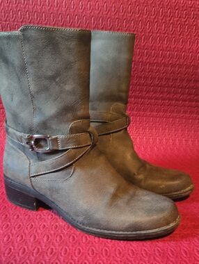 Anne Klein Flex Women's Brownish Gray Mid-Calf Buckle Boots